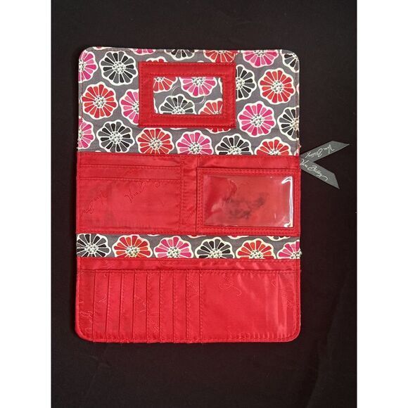 Vera Bradley Retired 2014  Cherry Blossom Pink & Gray Floral Tri-Fold‎ Wallet - Picture 3 of 11